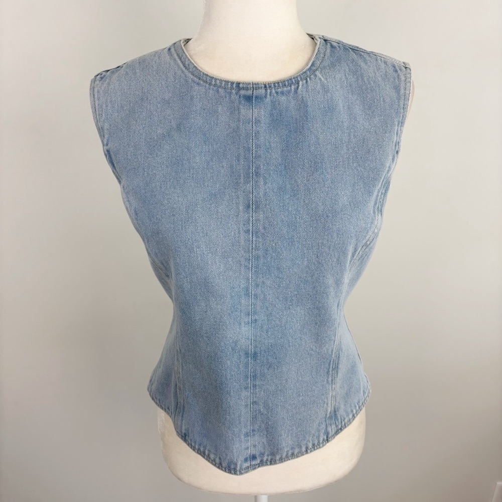 LIONESS Countryside Top in Classic Denim Size L - Picture 3 of 14